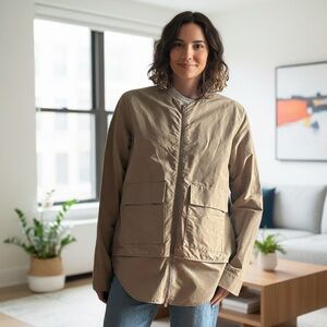 COS Sz S Tan Boxy Relaxed Full Zip Minimalist Neutral Jacket